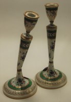 Lot 4 - A pair of Continental porcelain candlesticks,...