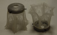 Lot 17 - A pair of acid etched gas lamp shades, with...