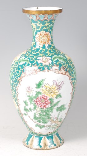Lot 18 - A Continental painted and enamel on metal vase,...