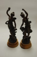 Lot 19 - A pair of reproduction bronzed spelter figures...