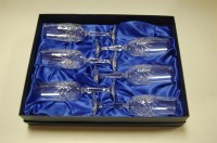 Lot 52 - A boxed set of 6 Bohemia cut crystal champagne...