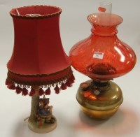 Lot 56 - A Hummel bedside lamp with silk shade,...