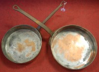 Lot 103 - Two large 19th century copper on steel frying...