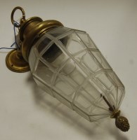 Lot 131 - A brass and faceted glass ceiling pendant,...