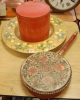 Lot 140 - A papier-mâché and red lacquered box and cover...