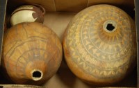 Lot 174 - Two butternut squash gourds each with later...