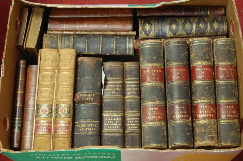 Lot 176 - A box of leather bound books including Gil...