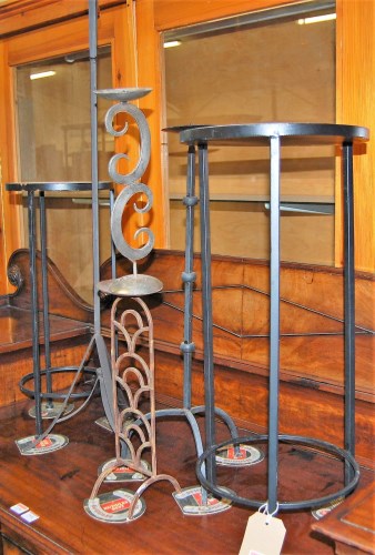 Lot 1154 - A collection of black painted metal occasional...