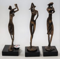 Lot 25 - Three contemporary bronze figures, each in the...