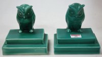 Lot 39 - A pair of Sylvac style green glazed pottery...