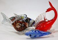 Lot 52 - A collection of nine assorted Murano glass fish