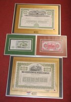 Lot 104 - Five various framed bank notes to include...