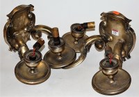 Lot 120 - A pair of 20th century steel twin sconce wall...