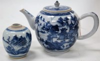 Lot 152 - An 18th century style blue and white teapot,...