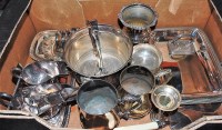 Lot 205 - A box of miscellaneous silver plated wares to...