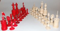 Lot 238 - A 19th century carved and turned bone chess...