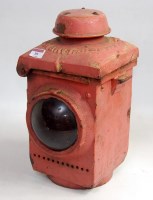 Lot 39 - A heavy cast iron LNER gate lamp overpainted...