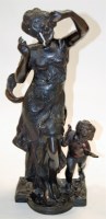 Lot 6 - A bronzed metal allegorical figure group, 47cm