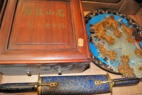 Lot 55 - A Japanese cloisonne plate, a faux jade...