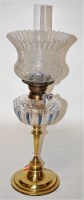 Lot 74 - A Victorian oil lamp, having later etched...