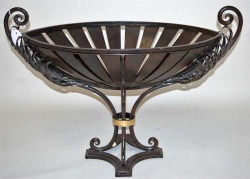 Lot 77 - A contemporary cast iron boat shaped pedestal...