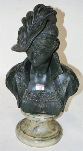 Lot 101 - A painted plaster head and shoulders portrait...