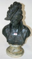 Lot 101 - A painted plaster head and shoulders portrait...