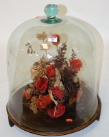 Lot 104 - A display of dried flowers under large...
