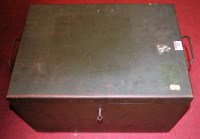 Lot 129 - A mid-20th century green painted tin trunk, of...