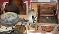 Lot 144 - Two boxes of miscellaneous clocks and clock...