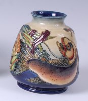 Lot 24 - A Moorcroft pottery vase in the Trout pattern,...
