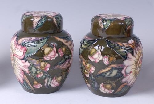 Lot 49 - A pair of Moorcroft pottery ginger jars and...
