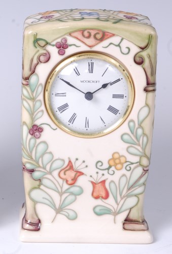 Lot 133 - A limited edition Moorcroft pottery clock in...