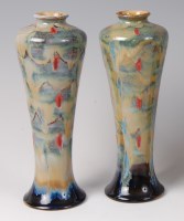 Lot 205 - A pair of Cobridge stoneware drip-glazed...