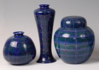 Lot 212 - A trio of Cobridge stoneware Blue Weave...