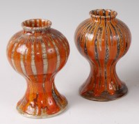 Lot 230 - A pair of Black Ryden pottery vases in the...