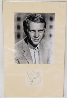 Lot 866 - A Steve McQueen card mounted autograph, 30 x...