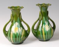 Lot 339 - A pair of Art Nouveau twin handled pottery...