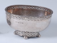 Lot 418 - A late Arts & Crafts silver oval footed bowl,...
