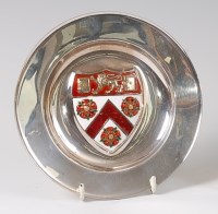 Lot 423 - A 1970s silver and enamel circular alms dish,...