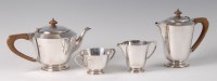 Lot 436 - A good late Art Deco silver four-piece tea and...