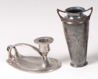 Lot 455 - A WMF Art Nouveau small pewter twin handled...