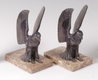 Lot 456 - A pair of Art Deco silvered spelter and marble...