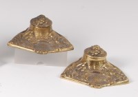 Lot 457 - A pair of Art Nouveau cast brass lidded...