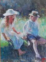 Lot 607 - Contemporary English School - Boy and girl...