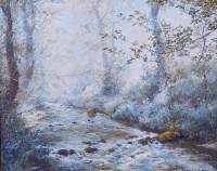 Lot 608 - Denys Law (1907-1981) - Lamorna stream, oil on...