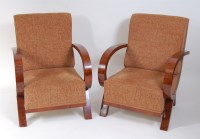 Lot 638 - A good pair of Art Deco figured walnut framed...