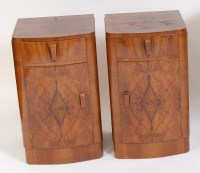 Lot 639 - A pair of Art Deco figured walnut bowfront...