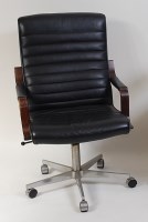 Lot 649 - A 1960s Danish black leather swivel desk chair...