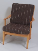 Lot 668 - A 1960s Danish blond wood framed open armchair,...